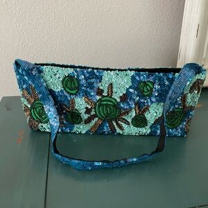 NWOT Beaded & Sequin Embellished Blue and Green Bag